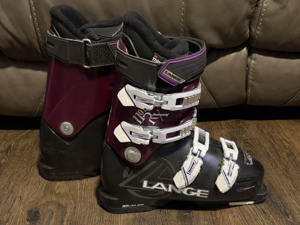 Women's Lange RX 110 LV Ski Boots US 7.5 Mondo 24.5 mm 286-245 MM Purple Black